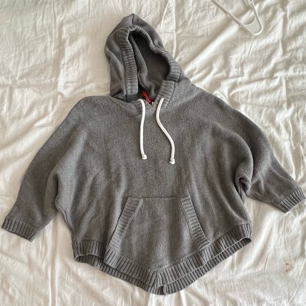 H&M. Gray cropped poncho hoodie.